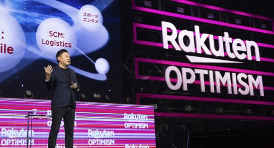 Rakuten Optimism 2019 ビジネスカンファレンスの三木谷社長の基調講演の様子